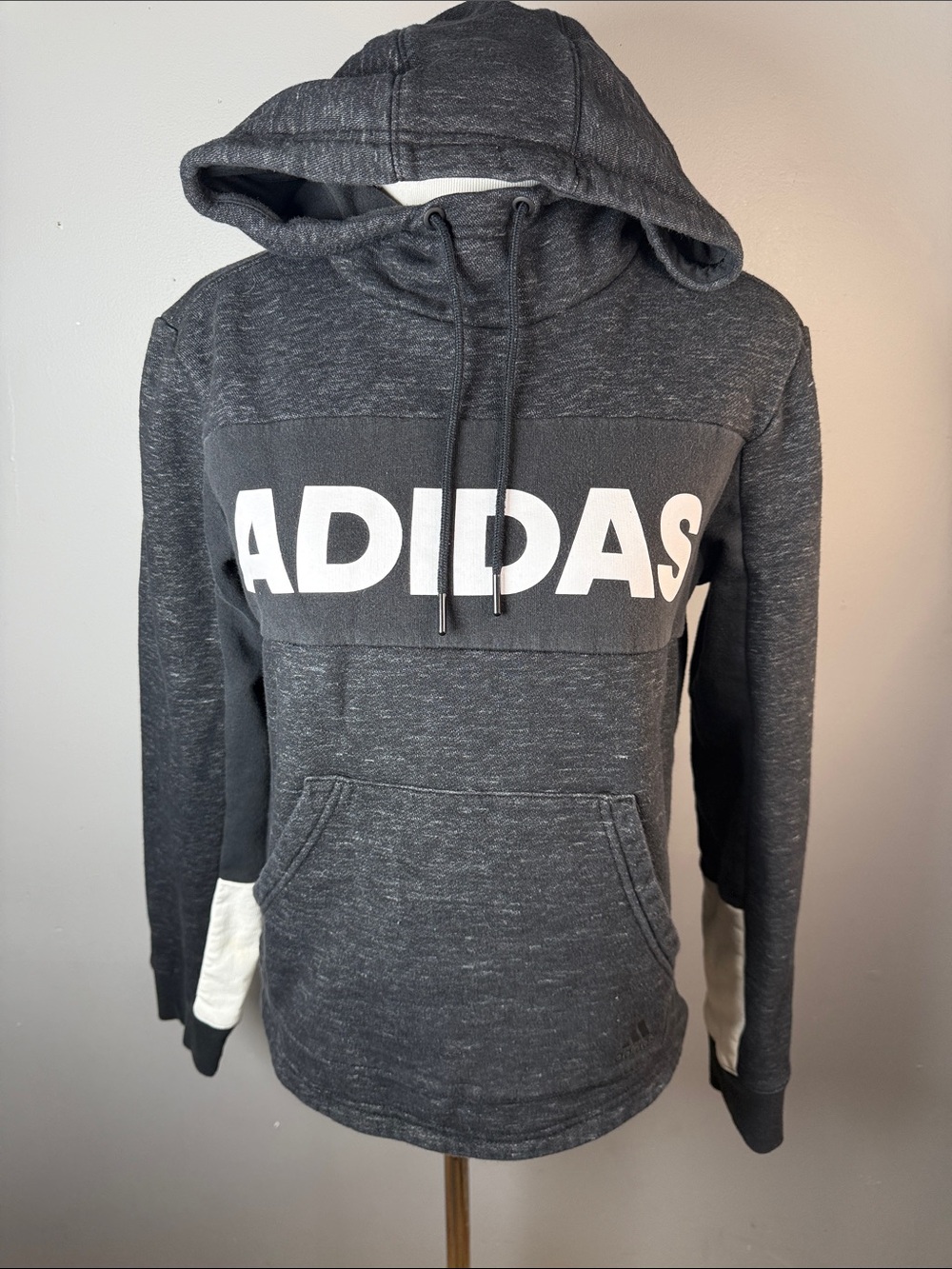 adidas Dark Gray Hoodie with White Logo